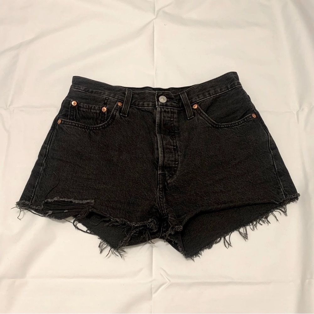 Levi's Black Distressed Jean Shorts